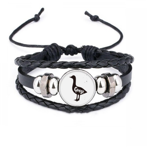 goose black and white animal bracelet braided leather woven  wristband