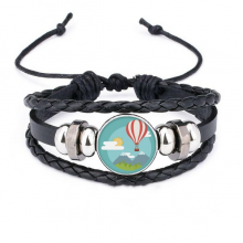 hot air balloon sun cloud pattern bracelet braided leather woven  wristband