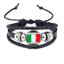 意大利国旗欧洲插画图案 皮革编制手链腕带礼品礼物