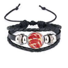 steak raw meat food texture bracelet braided leather woven  wristband