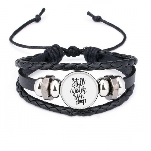 still water run deep quote bracelet braided leather woven  wristband