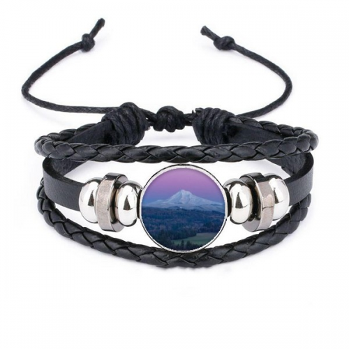  purple blue bracelet braided leather woven  wristband