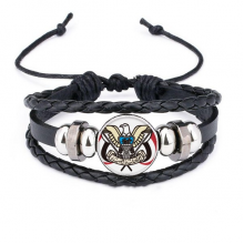 yemen national emblem country bracelet braided leather woven  wristband