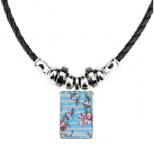 rhododendron drawing art  necklace jewelry torque leather  pendant