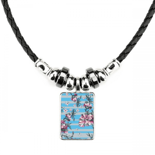 rhododendron drawing art  necklace jewelry torque leather  pendant