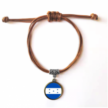 honduras national flag north amecountry bracelet leather hide  wristband brown jewelry 
