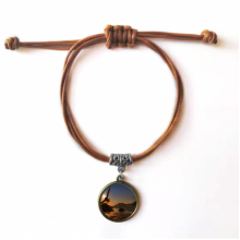 ocean eagle science nature picture bracelet leather hide  wristband brown jewelry 