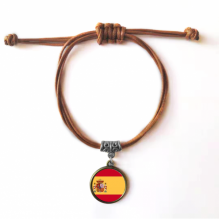 spain national flag eu country bracelet leather hide wristband brown jewelry spain national flag eu country bracelet leather hide wristband brown jewelry