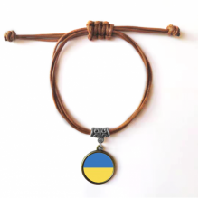 ukraine national flag eu country bracelet leather hide wristband brown jewelry ukraine national flag eu country bracelet leather hide wristband brown jewelry