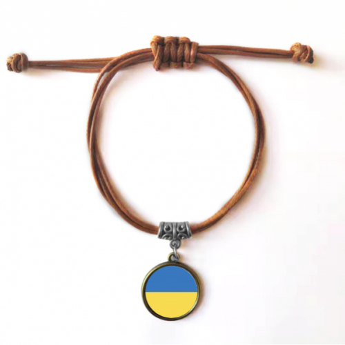 ukraine national flag eu country bracelet leather hide wristband brown jewelry ukraine national flag eu country bracelet leather hide wristband brown jewelry