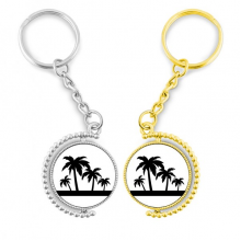 black  coconut tree outline rotating rotating key chain  accessory couple keyholder