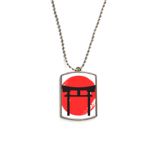 Shinto Shrine Japan Torii Stainless Steel Chain Dog Tag Pendant Pet Necklace