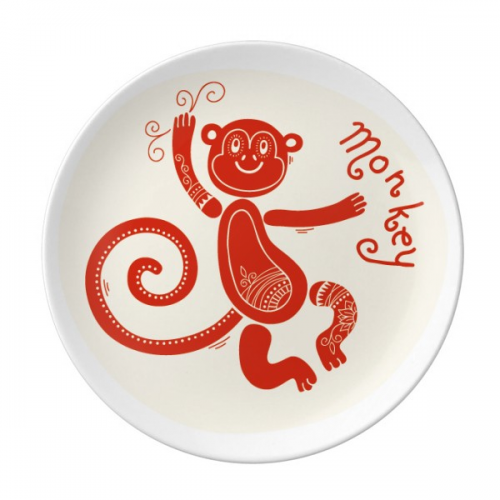 Year Of Monkey Animal China Zodiac Red Plate Decorative Porcelain Salver Tableware Dinner Dish
