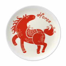 Year Of Horse Animal China Zodiac Red Plate Decorative Porcelain Salver Tableware Dinner Dish