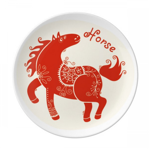 Year Of Horse Animal China Zodiac Red Plate Decorative Porcelain Salver Tableware Dinner Dish