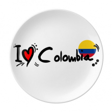 I Love Colombia Word Flag Love Heart Illustration Plate Decorative Porcelain Salver Tableware Dinner Dish