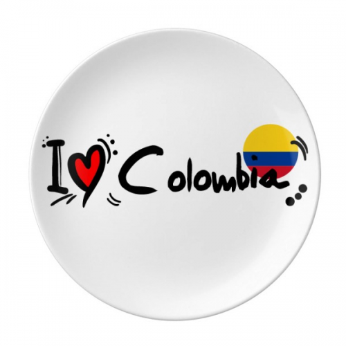 I Love Colombia Word Flag Love Heart Illustration Plate Decorative Porcelain Salver Tableware Dinner Dish
