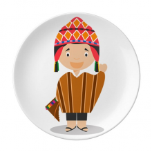 Colorful Hat Peru Cartoon Plate Decorative Porcelain Salver Tableware Dinner Dish