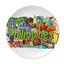 Caguen Philippine Graffiti Plate Decorative Porcelain Salver Tableware Dinner Dish