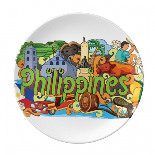 Caguen Philippine Graffiti Plate Decorative Porcelain Salver Tableware Dinner Dish