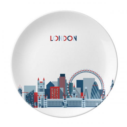 Britain UK London Eye Bridge Tower Blue Plate Decorative Porcelain Salver Tableware Dinner Dish