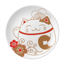 Japan Lucky Fortune Cat Flower Copper Plate Decorative Porcelain Salver Tableware Dinner Dish