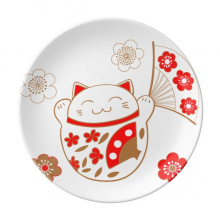 Lucky Fortune Cat Flower Fan Japan Plate Decorative Porcelain Salver Tableware Dinner Dish Lucky Fortune Cat Flower Fan Japan Plate Decorative Porcelain Salver Tableware Dinner Dish