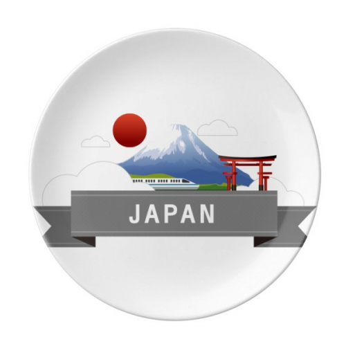 Japan Mount  Red Sun Rail Train Temple Plate Decorative Porcelain Salver Tableware Dinner Dish