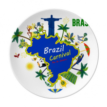 Mount Corcovado Brazil Maps Brazil Carnival Plate Decorative Porcelain Salver Tableware Dinner Dish