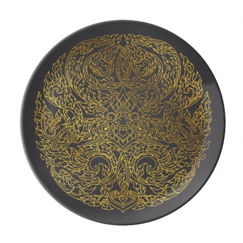 thailand culture circular  foil plate decorative porcelain salver tableware dinner dish