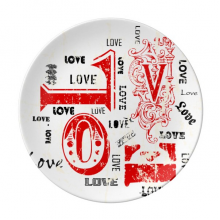 情人节红色爱情Love图案 陶瓷餐盘子8寸月光盘餐具家居礼物