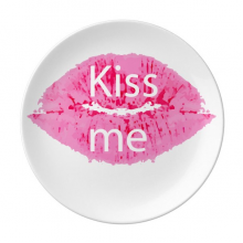 Pink Lip Kiss Me Valentine's Day Plate Decorative Porcelain Salver Tableware Dinner Dish