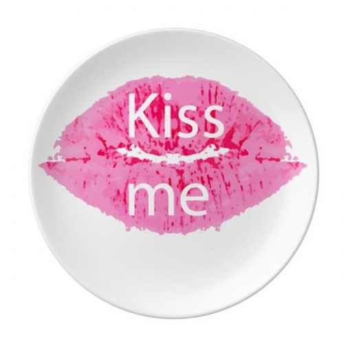 Pink Lip Kiss Me Valentine's Day Plate Decorative Porcelain Salver Tableware Dinner Dish