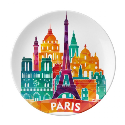 Castle Paris France Eiffel Tower Plate Decorative Porcelain Salver Tableware Dinner Dish