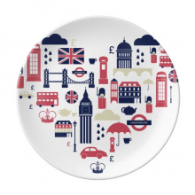 Heart London Bridge UK Big Ben Plate Decorative Porcelain Salver Tableware Dinner Dish