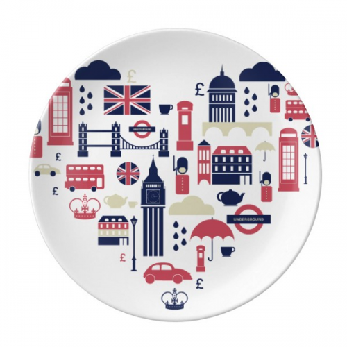 Heart London Bridge UK Big Ben Plate Decorative Porcelain Salver Tableware Dinner Dish