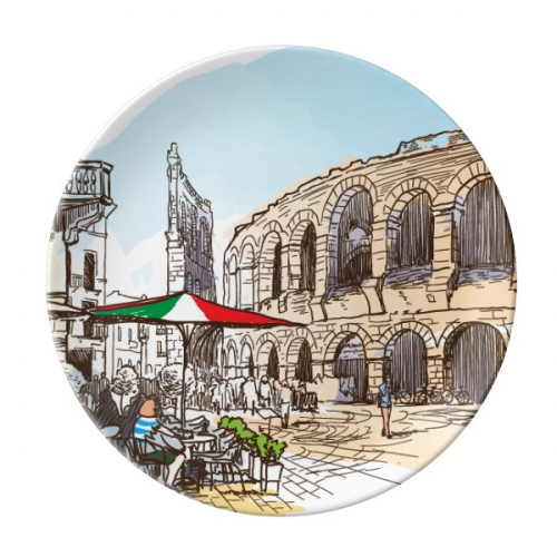italy  architecture pattern plate decorative porcelain salver tableware dinner dish