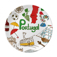 葡萄牙动物国旗乐器插画 陶瓷餐盘子8寸月光盘餐具家居礼物