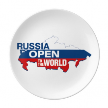 Russia Open To The World Flag Map Plate Decorative Porcelain Salver Tableware Dinner Dish