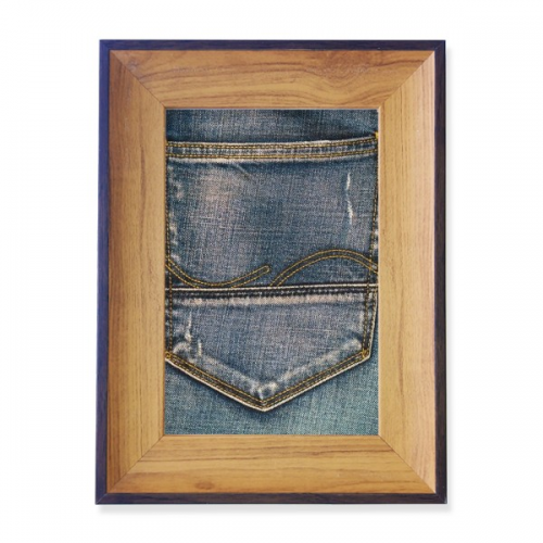 Pocket Denim Jean CowLining Textile Photo Frame Exhibition Display Art Desktop Painting