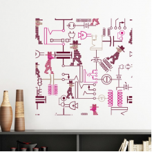 Circuit Diagram Socket Plug Pattern Vinyl Wall Decoration Sticker Poster Wallpaper Decal Self Adhesive