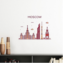 Moscow Russia Flat Landmark Pattern Vinyl Wall Decoration Sticker Poster Wallpaper Decal Self Adhesive