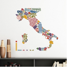 Map Italy  Landmark National Flag Architecture Vinyl Wall Decoration Sticker Poster Wallpaper Decal Self Adhesive