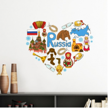Russia Accordion  Basil's Cathedral Vinyl Wall Decoration Sticker Poster Wallpaper Decal Self Adhesive