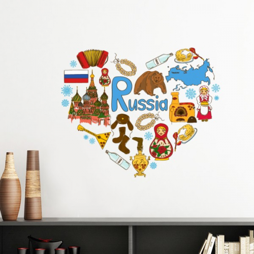 Russia Accordion  Basil's Cathedral Vinyl Wall Decoration Sticker Poster Wallpaper Decal Self Adhesive