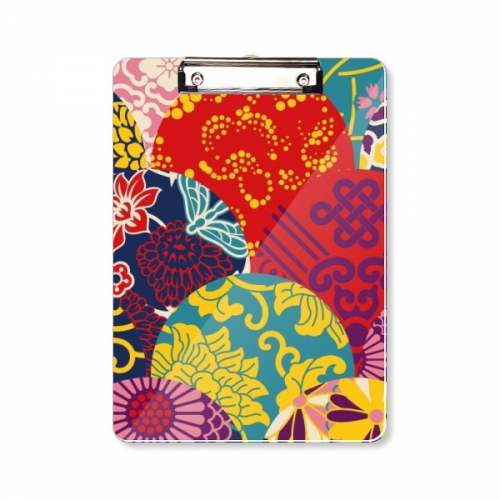 花朵叶子中国结花纹中国风日本风格 平头文件夹书写垫板考试A4