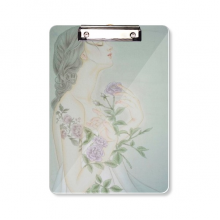 Purple Flower Beauty Chinese Painting Clipboard Folder Writing Pad Backing Plate A4