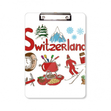 瑞士地标象征图案 平头文件夹书写垫板考试A4