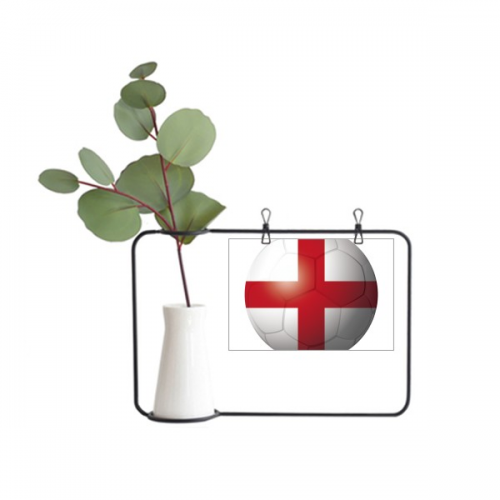 England National Flag Soccer Football Metal Picture Frame Cerac Vase Decor