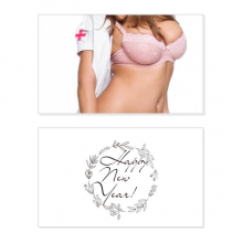 白色大胸翘臀短裙女郎 新年卡纪念祝福成套留言